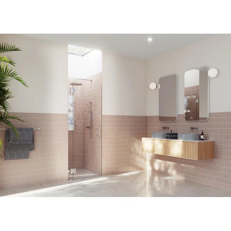 Halo 34 in. x 78 in. Frameless Glass Hinge Shower Door