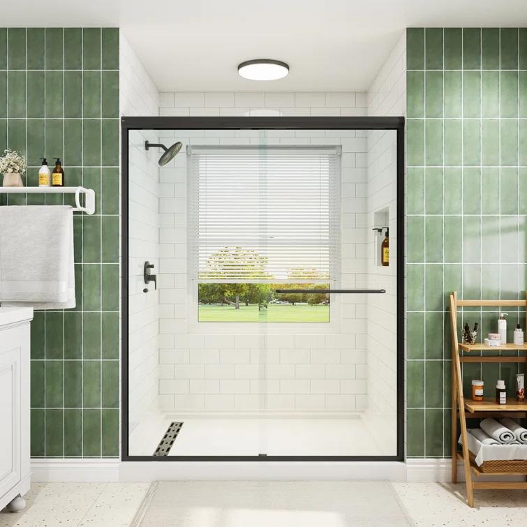 55" - 59" W x 72" H Double Sliding Semi-Frameless Shower Door