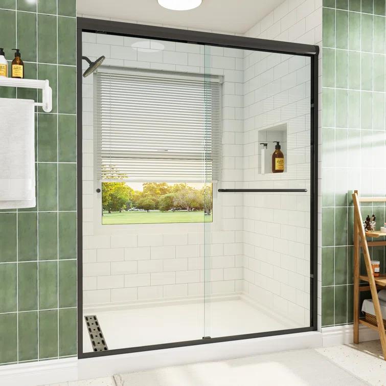 55" - 59" W x 72" H Double Sliding Semi-Frameless Shower Door