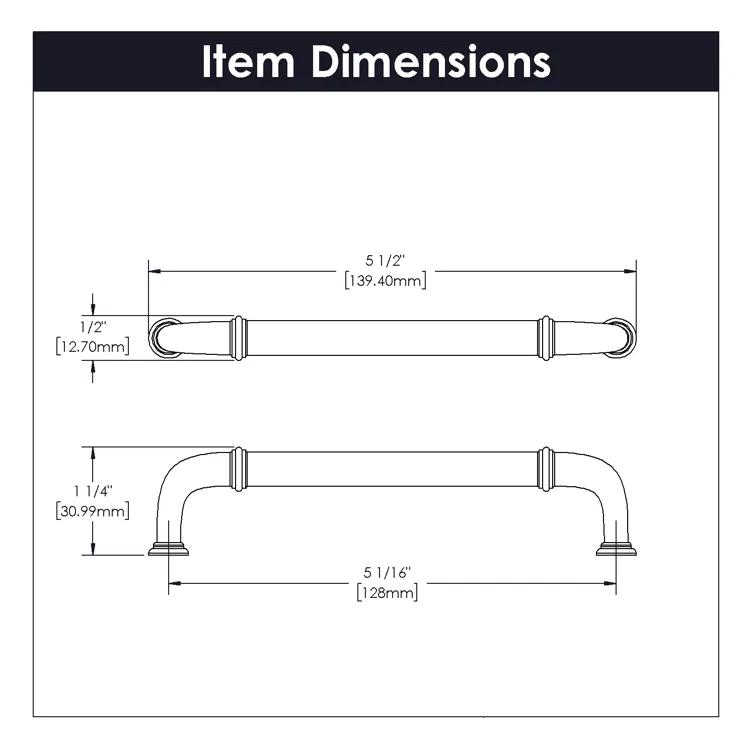 Cottage Kitchen Cabinet Handles, Solid Core Drawer Pulls for Cabinet Doors, 5-1/16" (128mm)