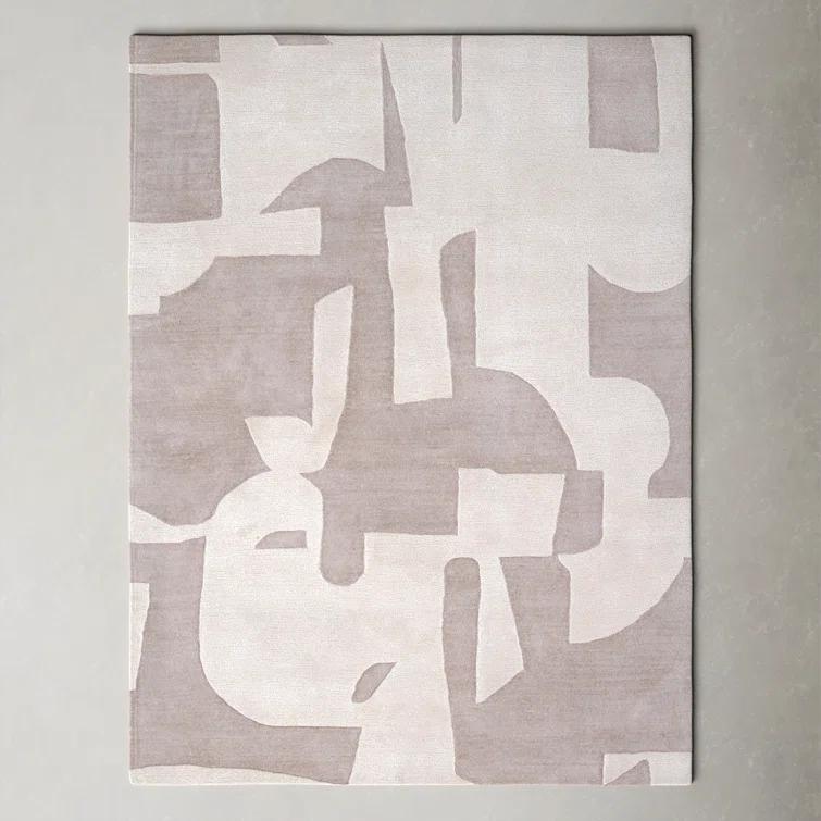 Handmade Abstract Taupe/ Cream Area Rug (10'X14')
