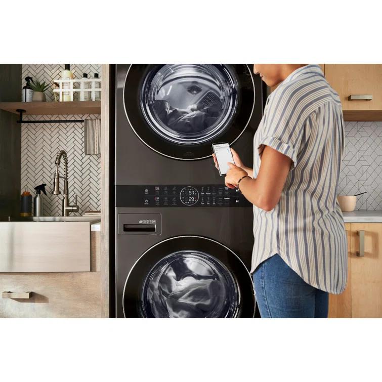 LG Single Unit Front Load WashTower with Center Control 4.5 cu. ft. Washer and 7.4 cu. ft. Gas Dryer