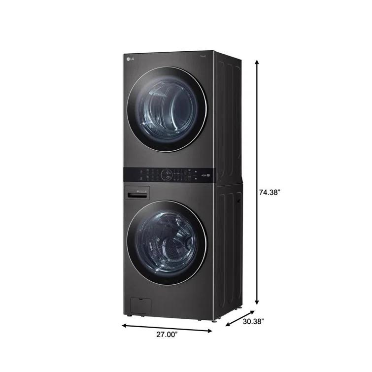 LG Single Unit Front Load WashTower with Center Control 4.5 cu. ft. Washer and 7.4 cu. ft. Gas Dryer