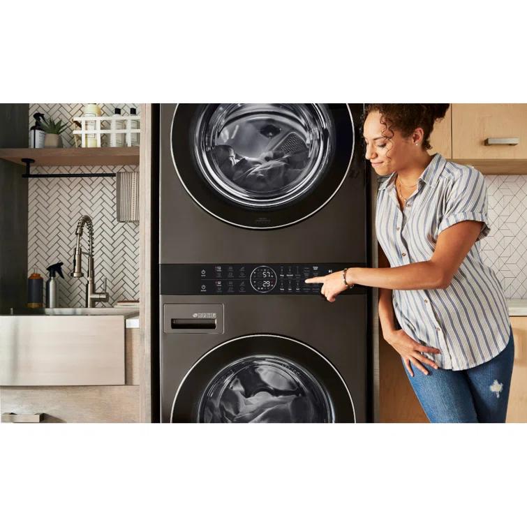 LG Single Unit Front Load WashTower with Center Control 4.5 cu. ft. Washer and 7.4 cu. ft. Gas Dryer