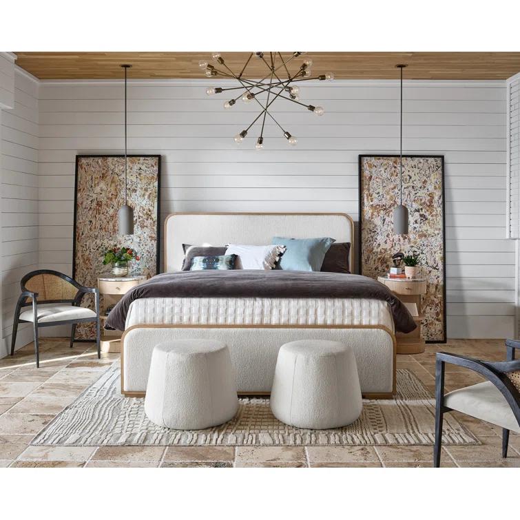 Canberra Ivory King Upholstered Bed with Wood Frame