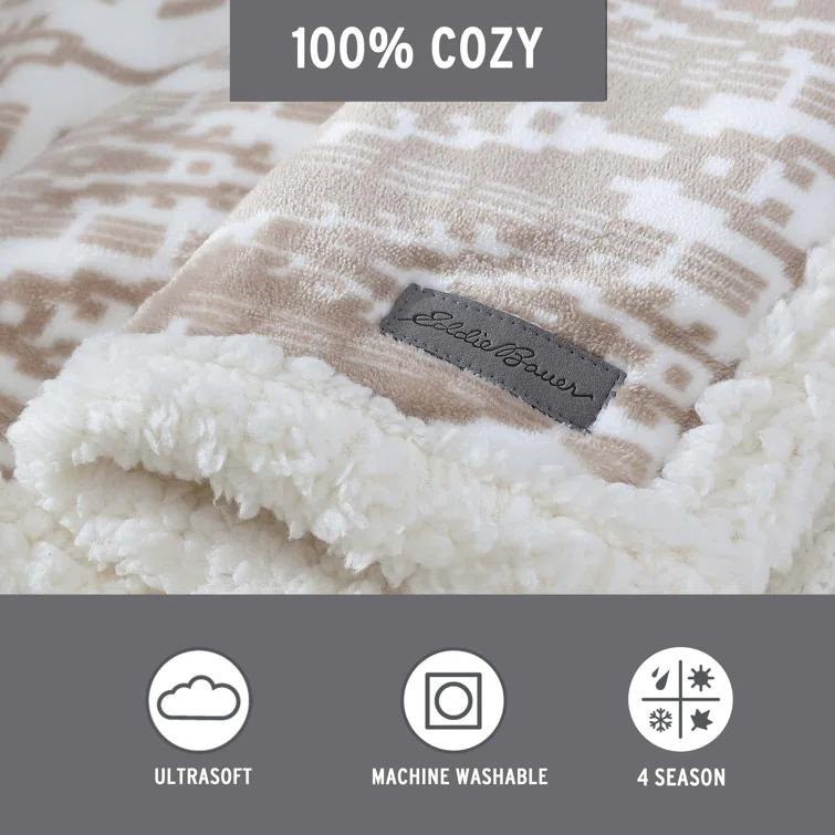 Eddie Bauer Eddie Bauer Printed Plush Fleece/Sherpa Throw Blankets