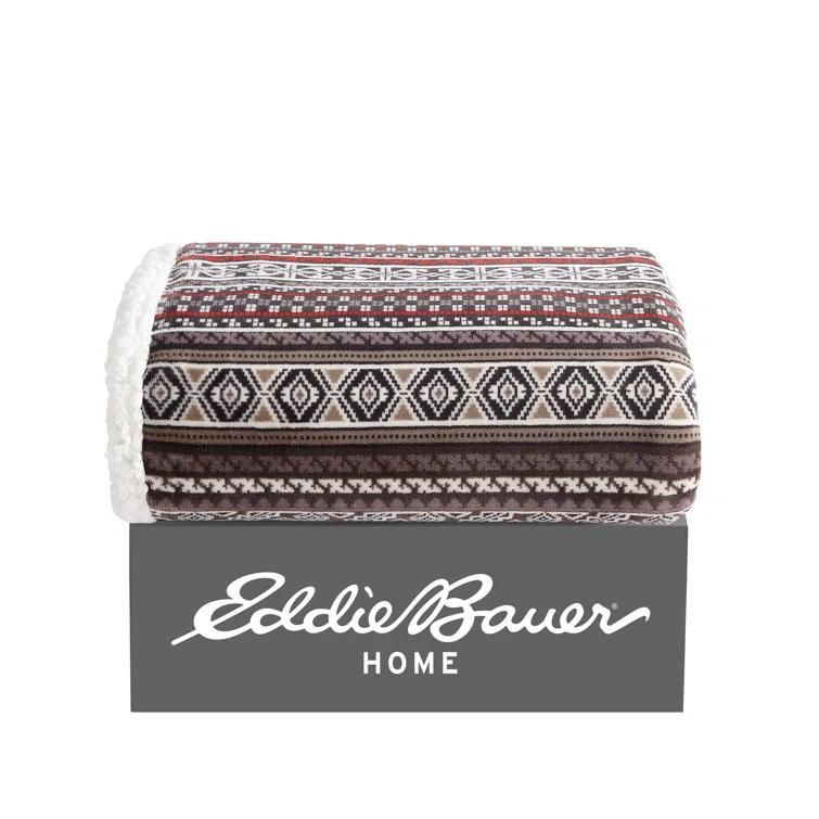 Eddie Bauer Eddie Bauer Printed Plush Fleece/Sherpa Throw Blankets