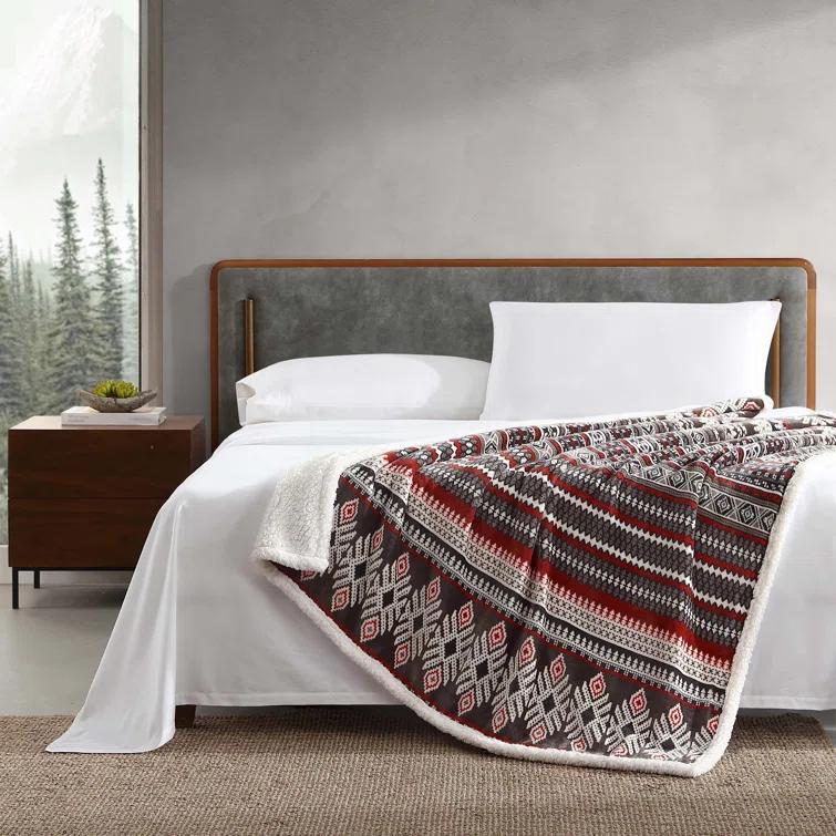 Eddie Bauer Eddie Bauer Printed Plush Fleece/Sherpa Throw Blankets