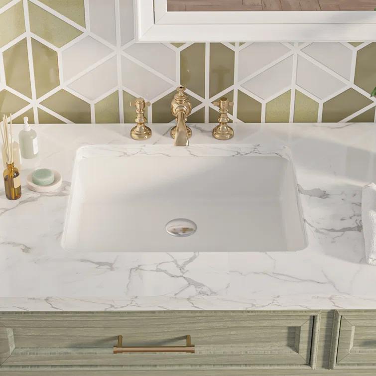 DeerValley Ursa 20" X 15.6" Rectangular Vitreous China Undermount Bathroom Sink with Overflow