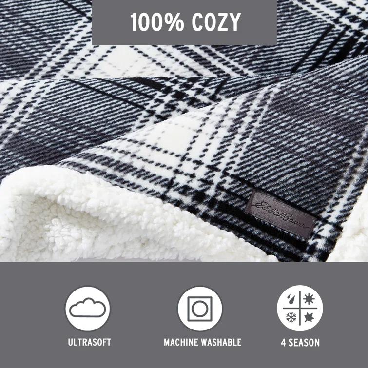 Eddie Bauer Eddie Bauer Printed Plush Fleece/Sherpa Throw Blankets
