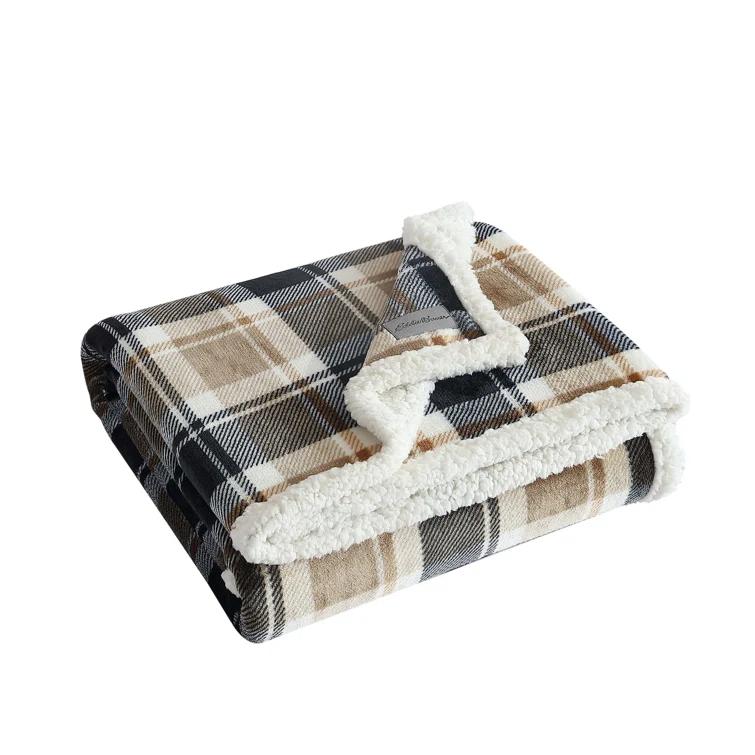 Eddie Bauer Printed Plush Fleece/Sherpa Throw Blankets