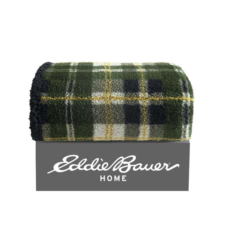 Eddie Bauer Printed Sherpa Reversible Throw Blankets