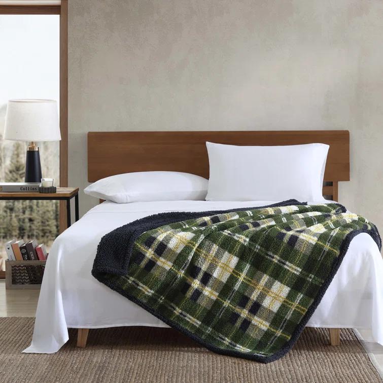 Eddie Bauer Printed Sherpa Reversible Throw Blankets
