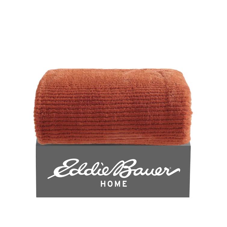 Eddie Bauer Eddie Bauer Ribbed Textured Stripe Solid Plush Throw Blanket