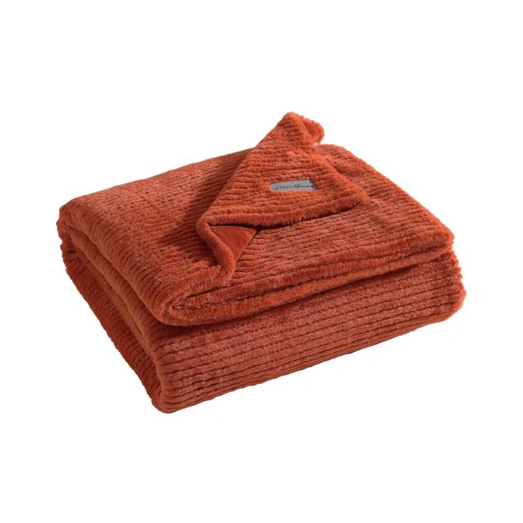 Eddie Bauer Eddie Bauer Ribbed Textured Stripe Solid Plush Throw Blanket