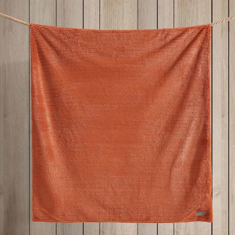 Eddie Bauer Eddie Bauer Ribbed Textured Stripe Solid Plush Throw Blanket