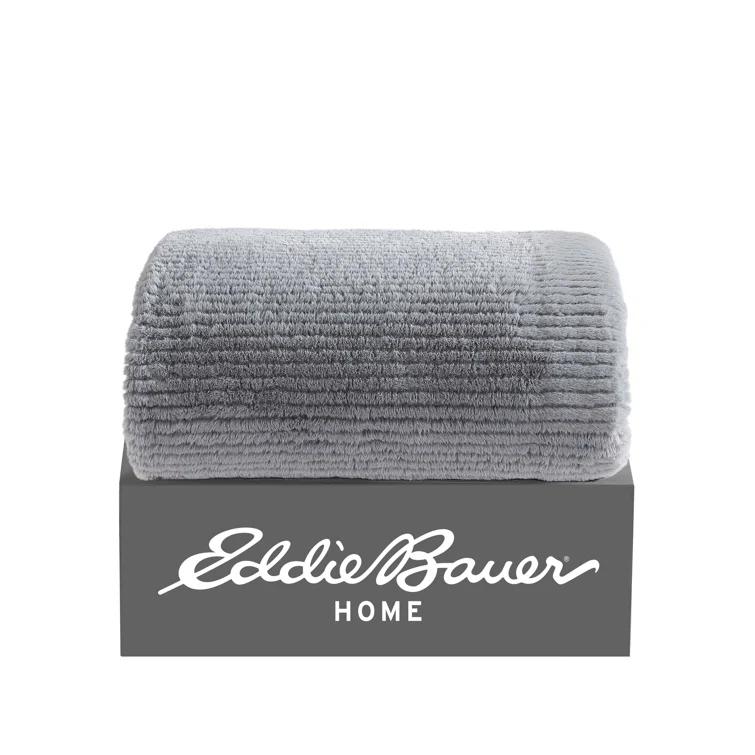 Eddie Bauer Eddie Bauer Ribbed Textured Stripe Solid Plush Throw Blanket