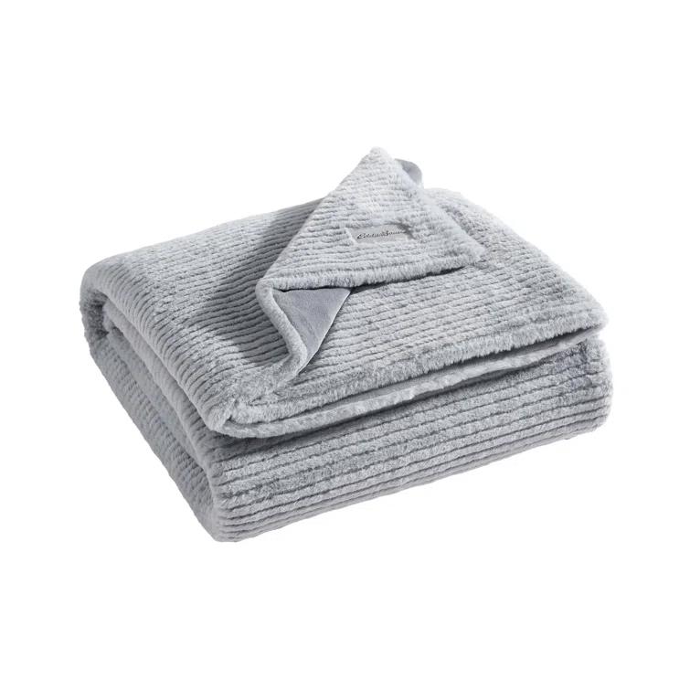 Eddie Bauer Eddie Bauer Ribbed Textured Stripe Solid Plush Throw Blanket