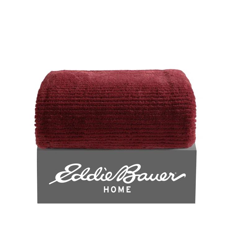 Eddie Bauer Eddie Bauer Ribbed Textured Stripe Solid Plush Throw Blanket