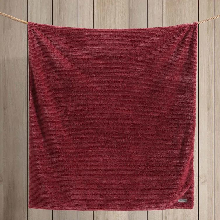 Eddie Bauer Eddie Bauer Ribbed Textured Stripe Solid Plush Throw Blanket