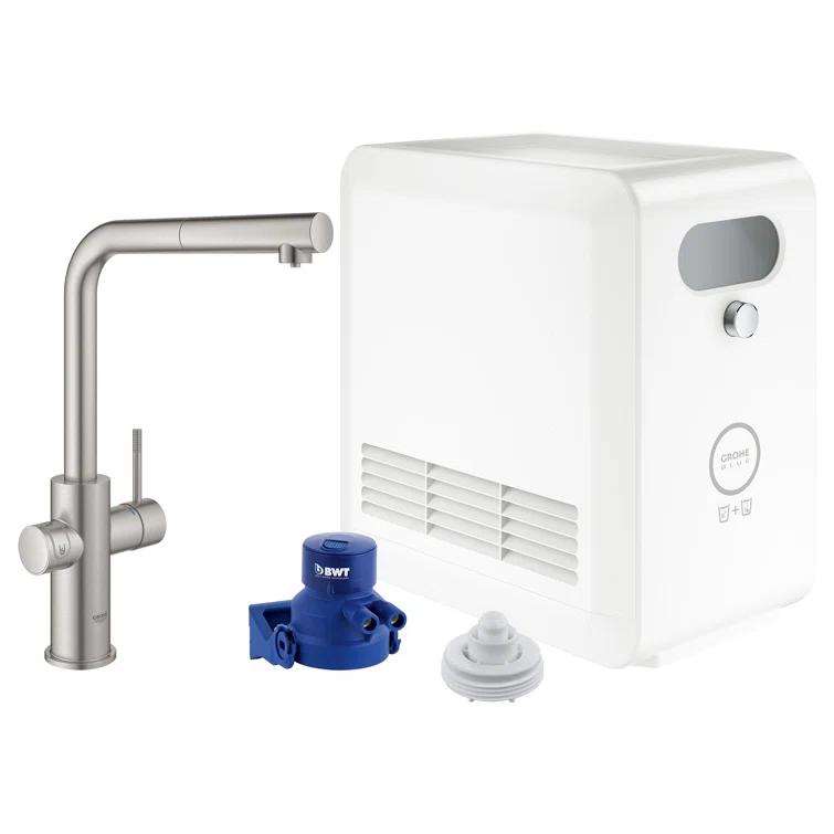 Blue Pull Out Single Handle Kitchen Faucet with Accessories