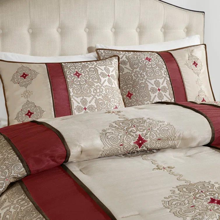 Madison Park Donovan 7 Piece Jacquard Comforter Set with Throw Pillows