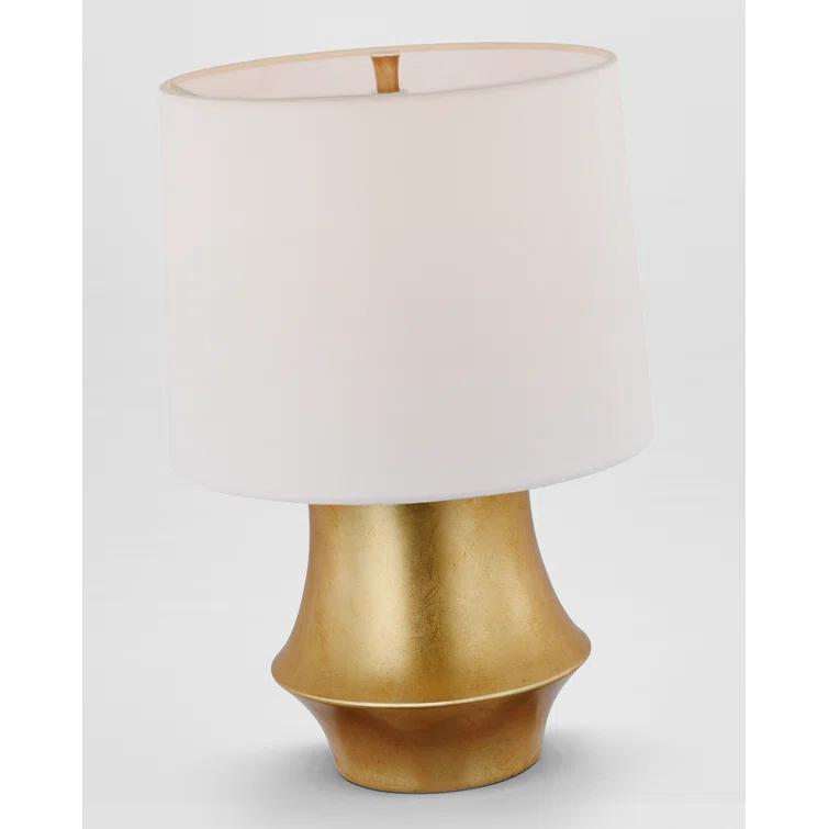 Elegant Gold and White Linen Adjustable Outdoor Table Lamp