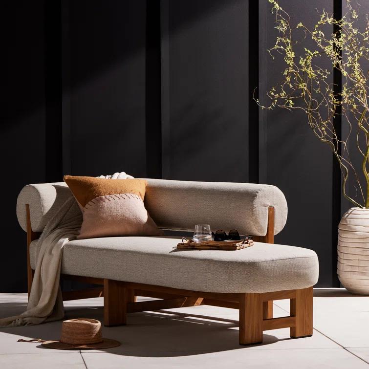 Malta Teak and Olefin Outdoor Chaise Lounge