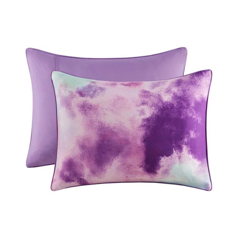 Cassiopeia Watercolor Tie Dye Printed Comforter Set with Throw Pillow