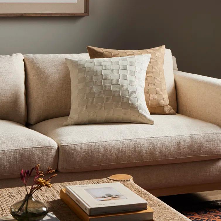 HANDWOVEN CHECKED Checkered Cotton Reversible Throw Pillow