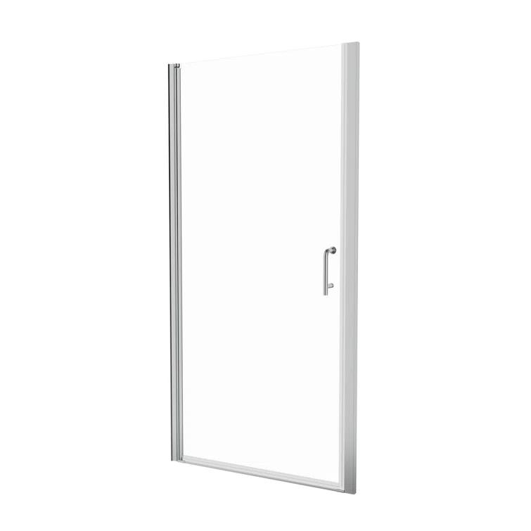 37-3/8 In Semi-Frameless Pivot Shower Door in Chrome With Clear Glass