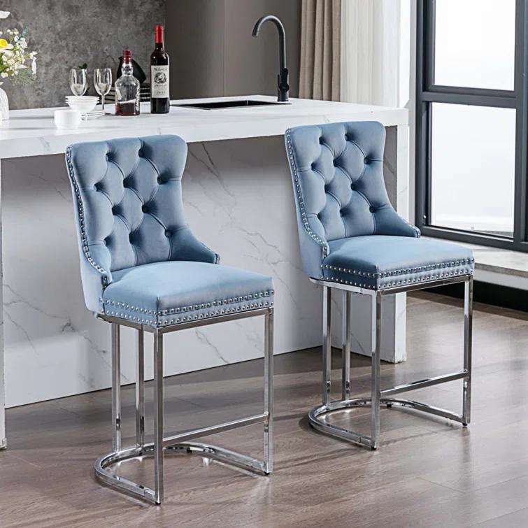 Jermon Upholstered Counter Stool with Metal Frame