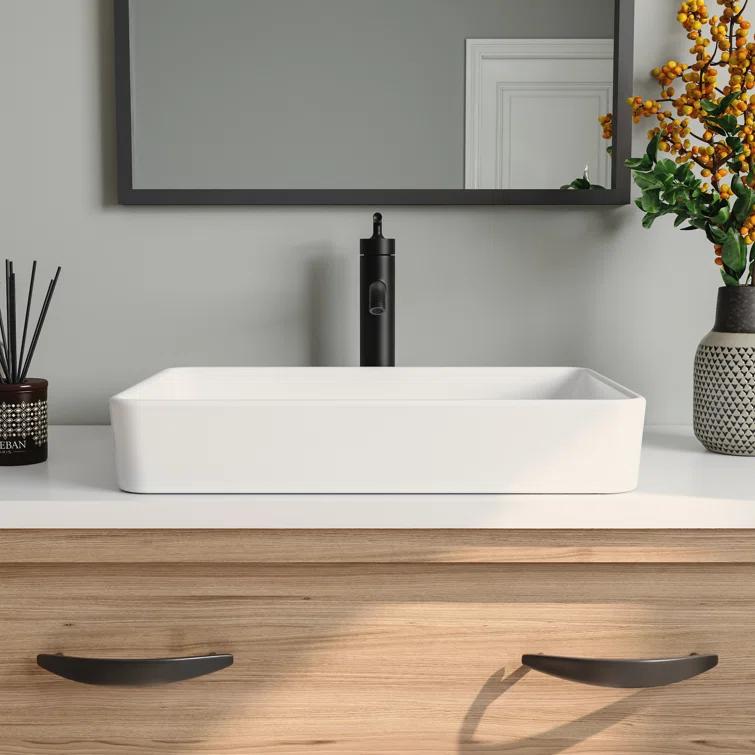 Ally 20" x 13'' Rectangular Vitreous China Vessel Bathroom Sink