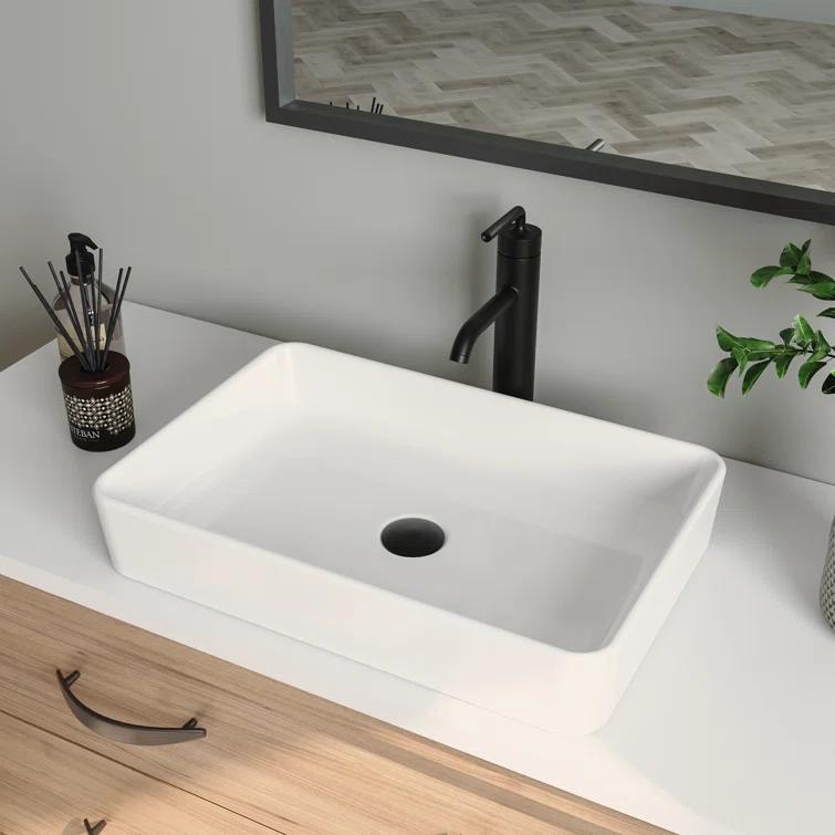 Ally 20" x 13'' Rectangular Vitreous China Vessel Bathroom Sink