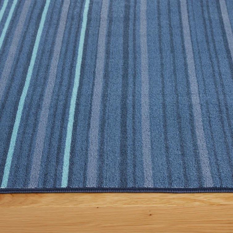 TOWN & COUNTRY BASICS Layne Everwash Non-Slip Backing Area Rug Navy Blue/Blue