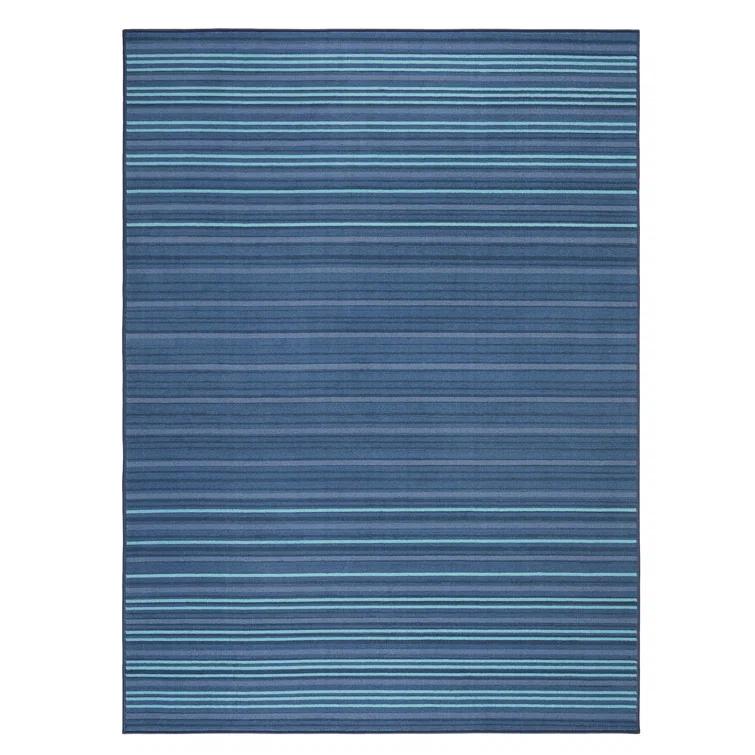 TOWN & COUNTRY BASICS Layne Everwash Non-Slip Backing Area Rug Navy Blue/Blue