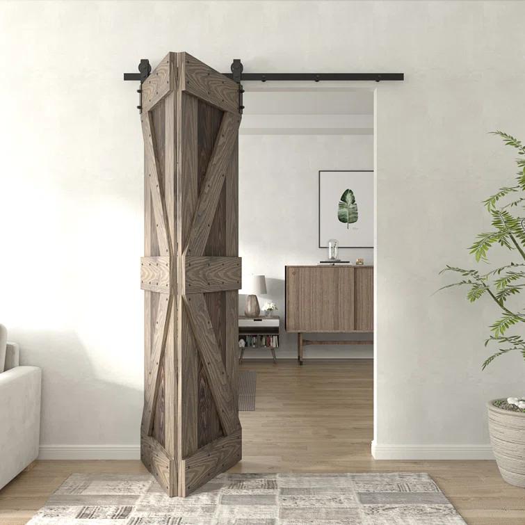 Coast Sequoia 84"H Embossing Bi-Fold Barn Door With Sliding Hardware Kit