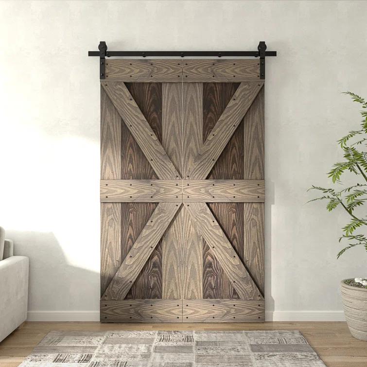 Coast Sequoia 84"H Embossing Bi-Fold Barn Door With Sliding Hardware Kit