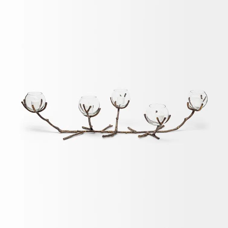 Rustic Vine 30'' Distressed Wood Five-Arm Candelabra