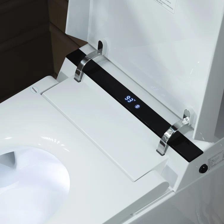 Auto Open/Close Tankless Smart Bidet Toilet with Auto Flush, Foot Sensor Function, Heated Seat,Dryer