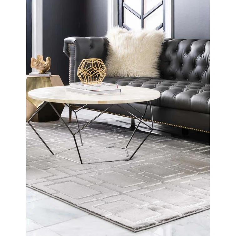 Glam Geometric Gray Silver Area Rug
