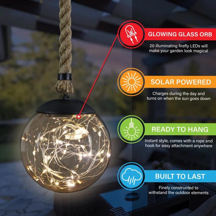Exhart 37.4'' Solar Powered Integrated LED Outdoor Lantern (Set of 2)