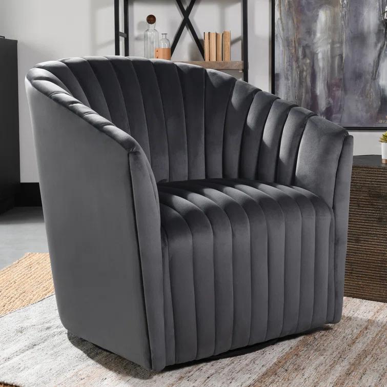 Upholstered Swivel Barrel Chair