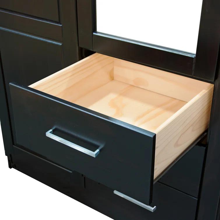 Wade Logan® Aveah 100% Solid Wood 3-door Wardrobe Armoire with Mirrored Door