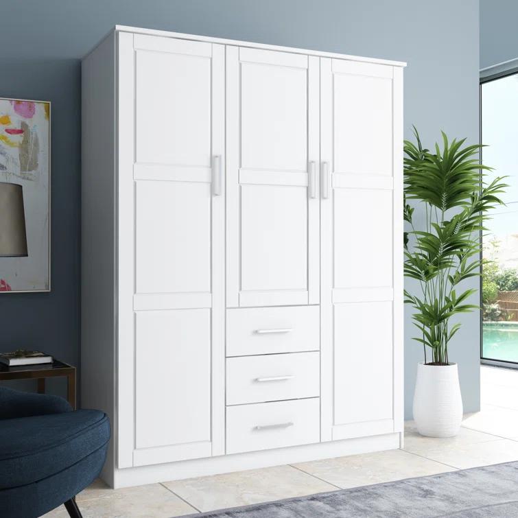 Hokku Designs Bassam Cosmo 100% Solid Wood 3-door Wardrobe Armoire