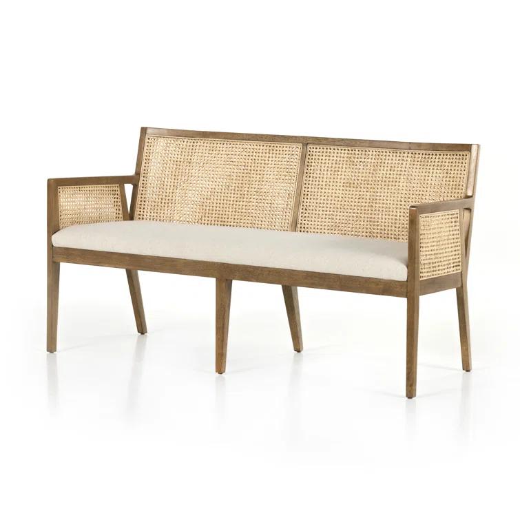 Lisbon Upholstered Cane Dining Bench
