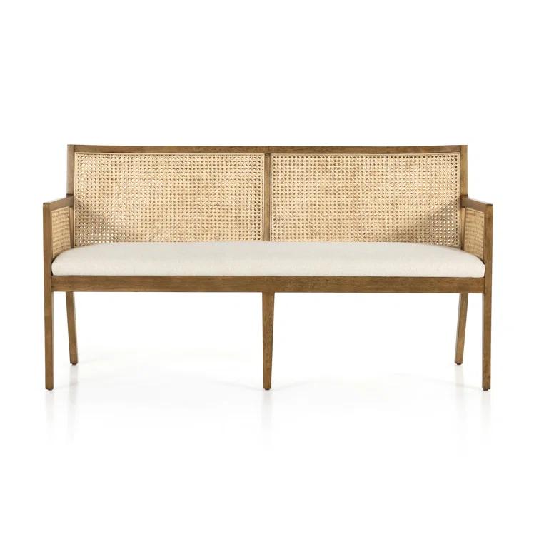 Lisbon Upholstered Cane Dining Bench