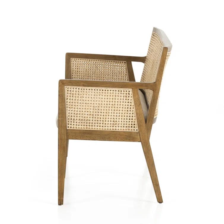 Lisbon Upholstered Cane Dining Bench