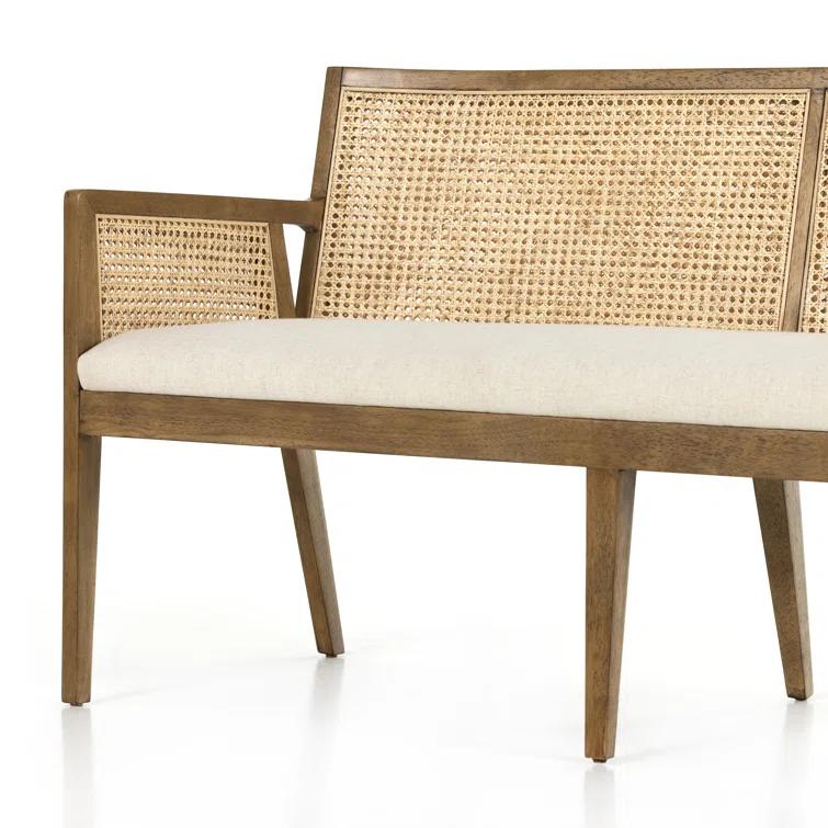 Lisbon Upholstered Cane Dining Bench