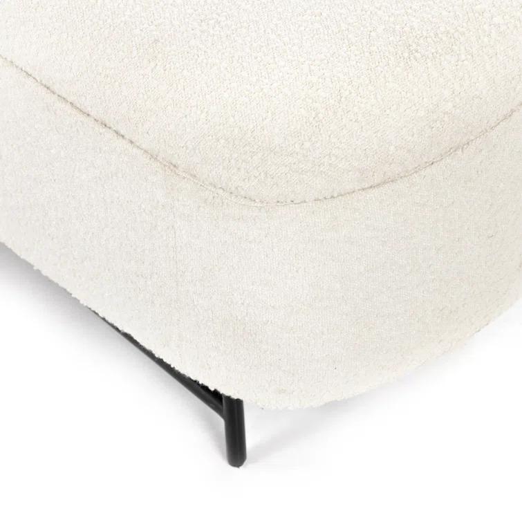 Contemporary White Upholstered Storage Bench with Iron Frame